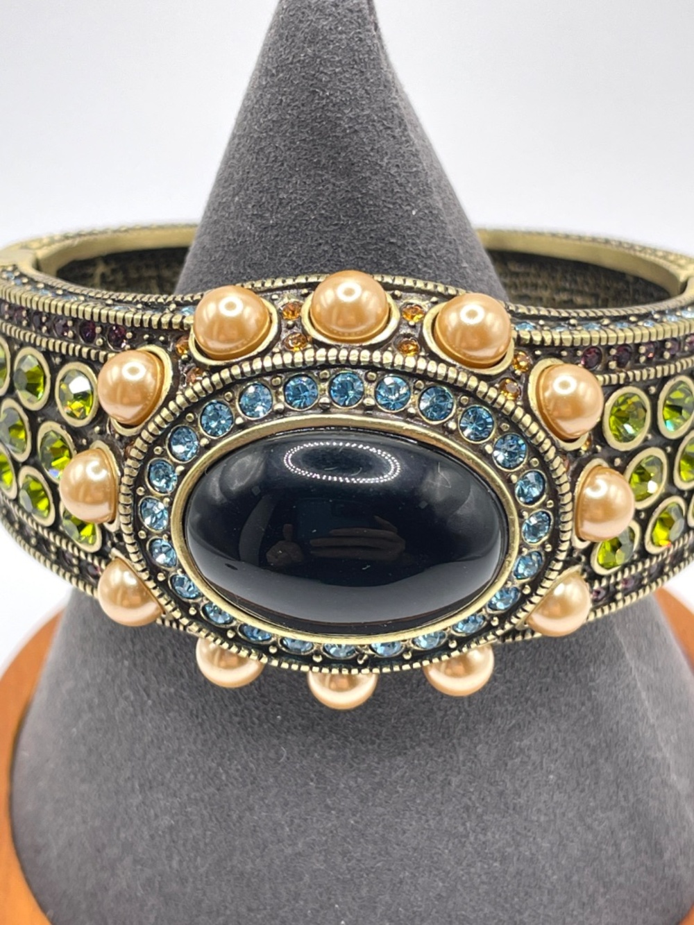 Heidi Daus Rhapsody in Hues Hinged Cuff Bracelet 6 3/4"